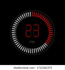 

twenty three minutes, stopwatch vector icon. Clock and watch, timer, countdown symbol. vector illustration