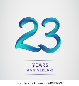 twenty three years anniversary celebration logotype blue colored isolated on white background. 23rd birthday logo for invitation card, banner and greeting card