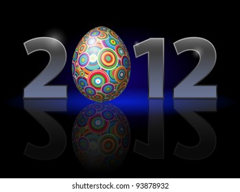 Twenty Twelve year. Easter. Illustration on black background