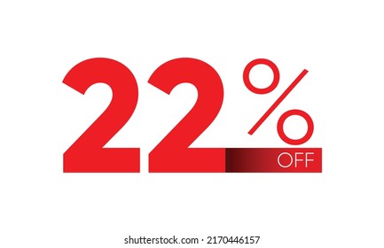 twenty two percent discount vector typography. 22 percent off vector, twenty two vector