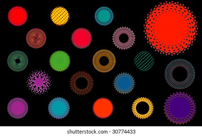 Twenty Unique Halftone Circles- only two pieces each!!