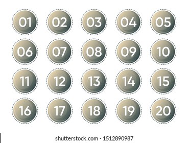 Twenty vector numbers icons isolated on white background