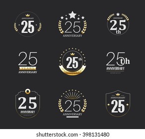 Twenty years anniversary celebration logotype. 20th anniversary logo collection.