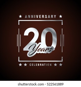 Twenty years anniversary celebration logotype. 20th year anniversary logo collection. Anniversary label. Anniversary logo template. Anniversary sign. Vector Illustration