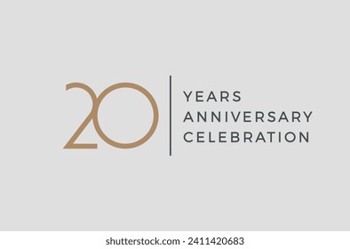 Twenty years celebration event. 20 years anniversary sign. Vector design template.