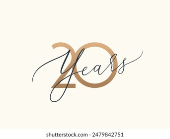 Twenty years celebration event. 20 years anniversary sign. Vector design template.