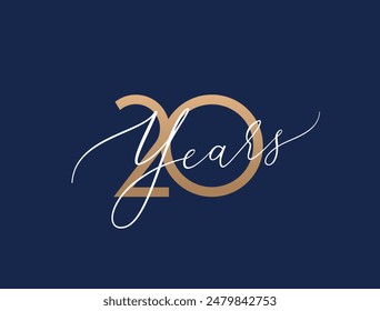 Twenty years celebration event. 20 years anniversary sign. Vector design template.