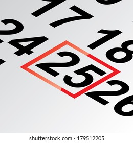 twenty-fifth day of the calendar vector