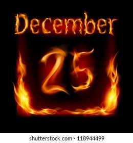 Twenty-fifth December in Calendar of Fire. Icon on black background