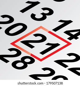 twenty-first day of the calendar vector