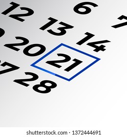 twenty-first day of the calendar vector, isometric calendar