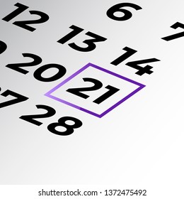 twenty-first day of the calendar vector, isometric calendar