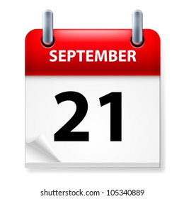 Twenty-first September in Calendar icon on white background