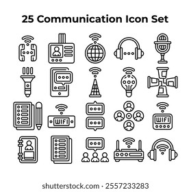 Twentyfive communication icons form a neat grid.