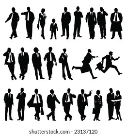 Twenty-five High Quality Vector Silhouette Of Business People