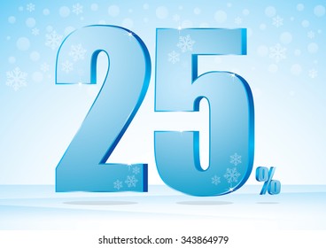 twenty-five percent on snow background
