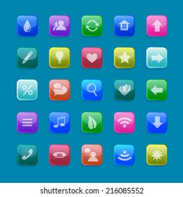 Twenty-five rainbow transparent icons. 