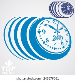 Twenty-four hours a day conceptual vector eps 8 highly detailed illustration. 24 hours icon, includes additional version.