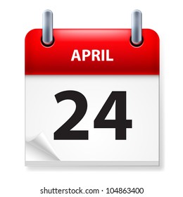 Twentyfourth April Calendar Icon On White Stock Vector (Royalty Free ...