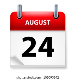 Twenty-fourth August in Calendar icon on white background