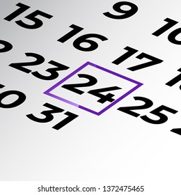 twenty-fourth day of the calendar vector, isometric calendar