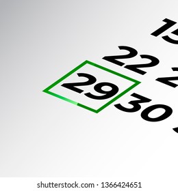 twenty-ninth day of the calendar vector, isometric calendar
