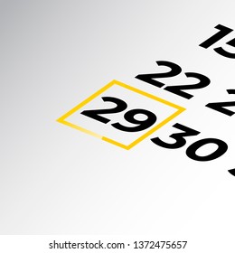 twenty-ninth day of the calendar vector, isometric calendar