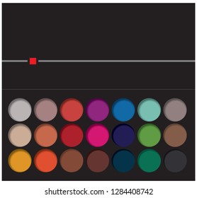 Twenty-one color variants of eye shadow pigment in bright pitch