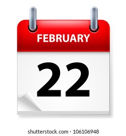 Twenty-second February in Calendar icon on white background