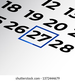 twenty-seventh day of the calendar vector, isometric calendar