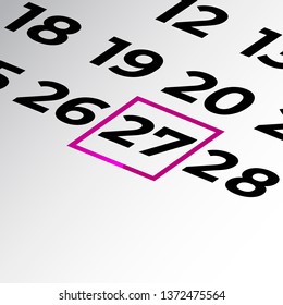 twenty-seventh day of the calendar vector, isometric calendar