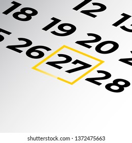 twenty-seventh day of the calendar vector, isometric calendar