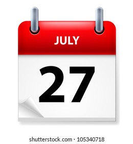 Twenty-seventh July in Calendar icon on white background