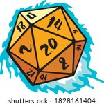 Twenty-sided cube with blue fire
