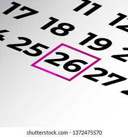 twenty-sixth day of the calendar vector, isometric calendar
