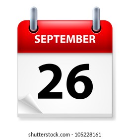 Twenty-sixth September in Calendar icon on white background