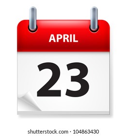Twenty-third in April Calendar icon on white background