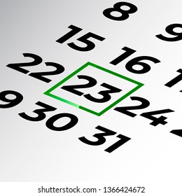 twenty-third day of the calendar vector, isometric calendar