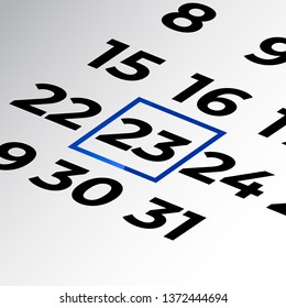 twenty-third day of the calendar vector, isometric calendar
