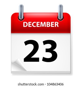Twenty-third in December Calendar icon on white background