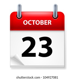 Twenty-third October in Calendar icon on white background