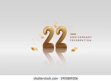 Twenty-two anniversary with gold numbers on white silver background