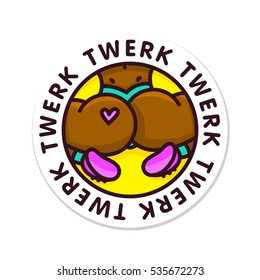 Twerk afro booty dance sticker isolated vector illustration
