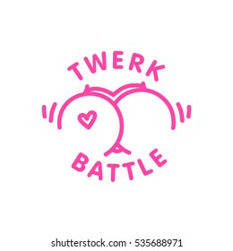 Twerk battle logo template isolated vector cartoon style shaking booty dance
