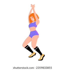 Twerk dance cartoon style girl  for print design. Vector illustration. woman dancer wearing colorful sportswear twerking