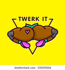 Twerk it. African booty shake battle vector logo template in cartoon style