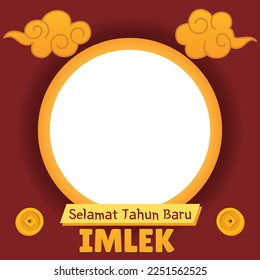 Twibbon Design, Happy Chinese New Year, Imlek Vector Illustration Design.