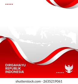 Twibbon design for Indonesian Independence Day, Indonesian flag with red and white background