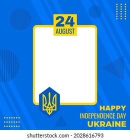 Twibbon Frame Ukraine Independence Day 24 th August. Social Media Frame Border Ukrainian Independence Day Celebration.