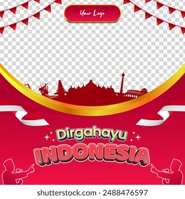 Twibbon Indonesia independence day social media template